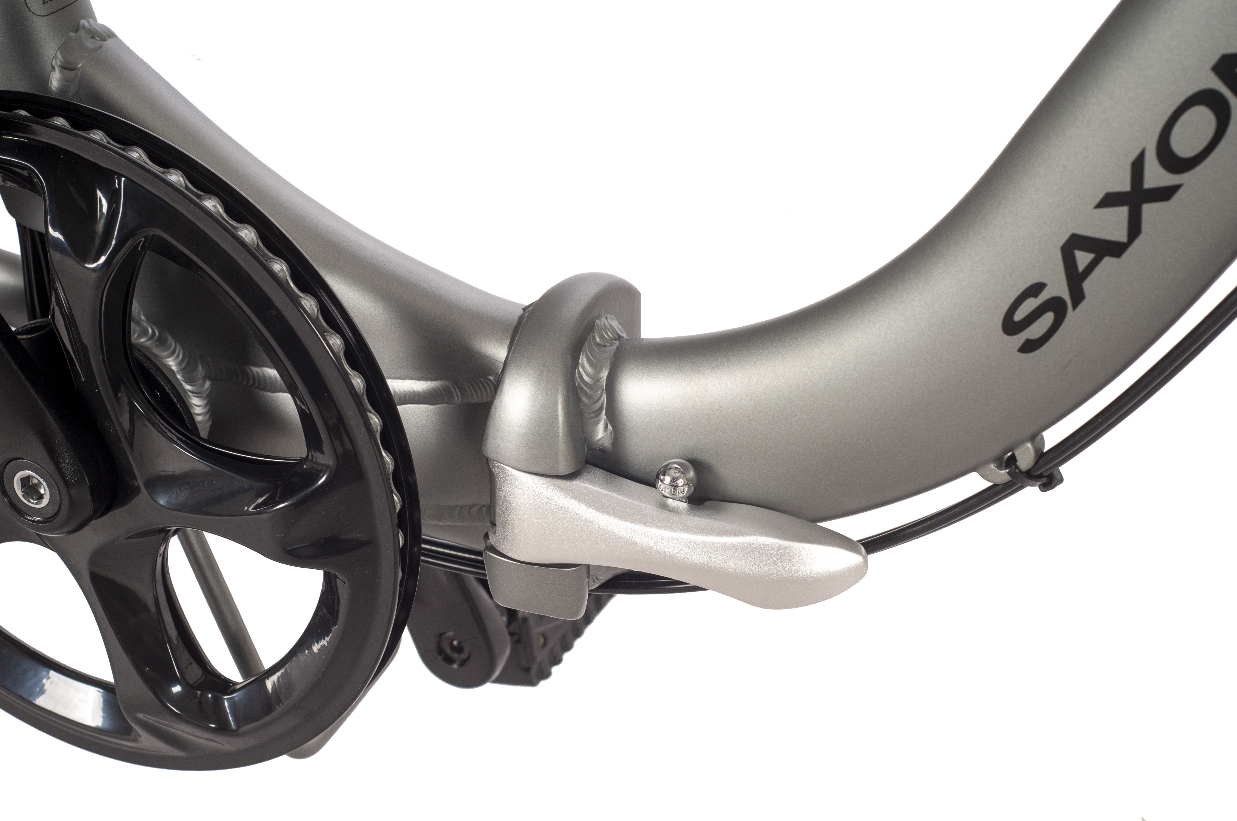 SAXONETTE Compact Plus E-Faltrad Rücktrittbremse Vorderradmotor Stahlgabel 3 Gang Nabenschaltung silber matt