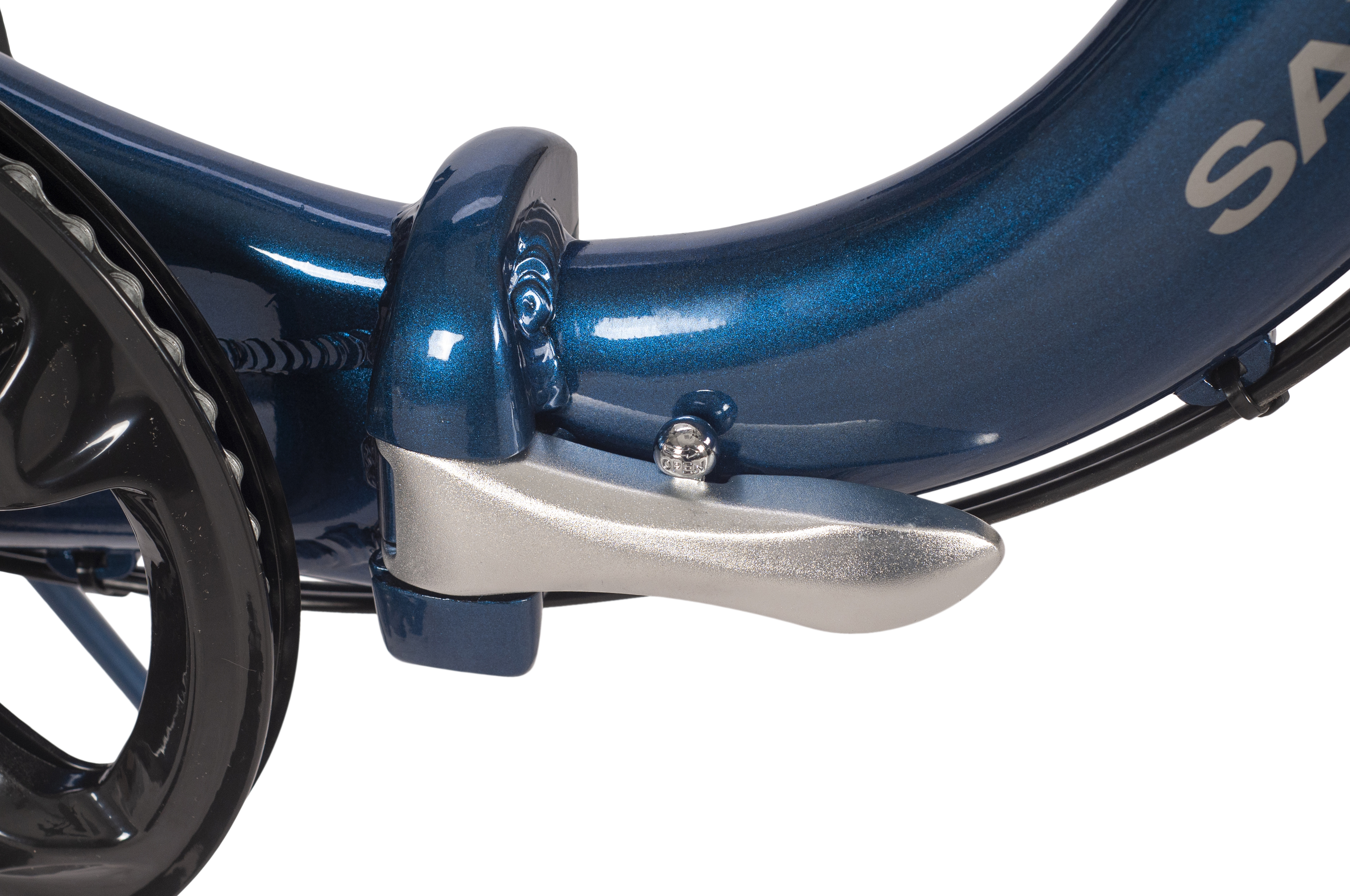 SAXXX Foldi Plus 2.0 E-Faltrad Rücktrittbremse Vorderradmotor 2. Wahl gebraucht Stahlgabel 3 Gang Wave nachtblau glänzend