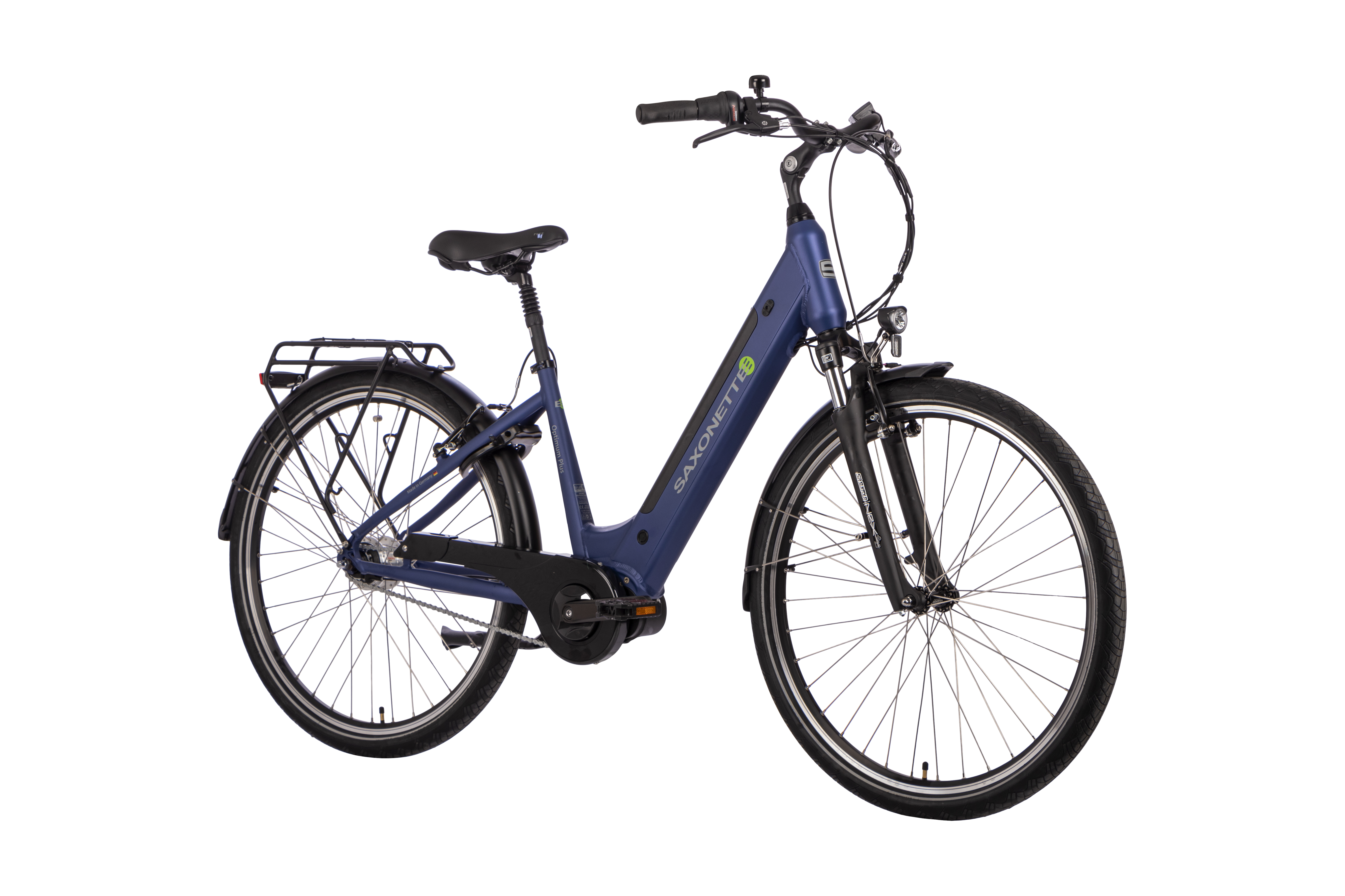 SAXONETTE Optimum Plus  E-Citybike Federgabel Mittelmotor 7 Gang Nabenschaltung 2. Wahl gebraucht Wave dunkelblau matt